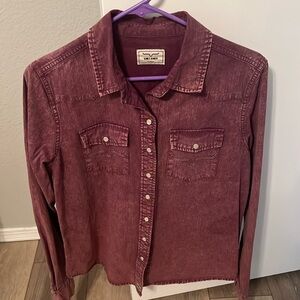 Kimes Ranch Raspberry Denim Snap Button Shirt Medium